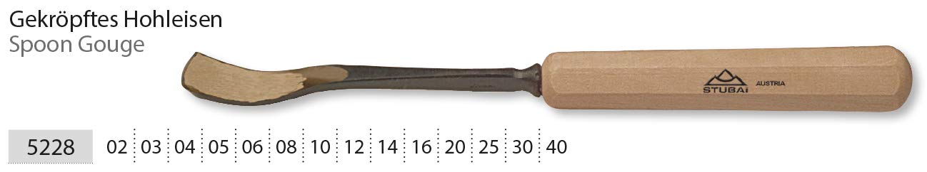 Stubai 522825 typ 28 z drewnianym uchwytem, dłuto do rzeźbienia w drewnie, złoty/beżowy, 25 mm