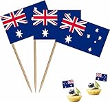 LUSEOAN Palillos de dientes de la bandera australiana de los países de Australia, tamaño pequeño, mini cóctel, frutas, cupcakes, decoración de palitos de alimentos, paquete de 100