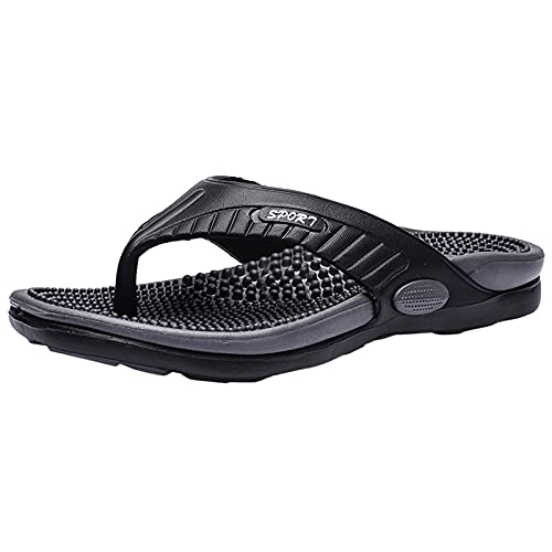 BaoDan Mens Flip Flops Duschpantoffeln für Solid Herren Schnelltrocknende Hausschuhe Strand Hausschuhe mit Weicher Sohle und Offenen Flops Flip Massage Shoes Slippers Sandals Flop Top Black 44 Cover