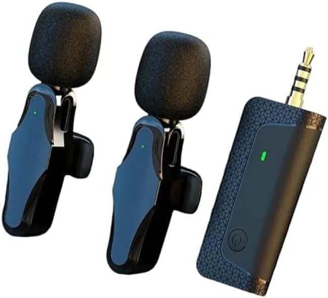 K35 Pro Wireless Lavalier Microphone, Dual Mic System with Noise Reduction, 3.5mm AUX Compatible for Smartphone Camera, Live Streaming Recording