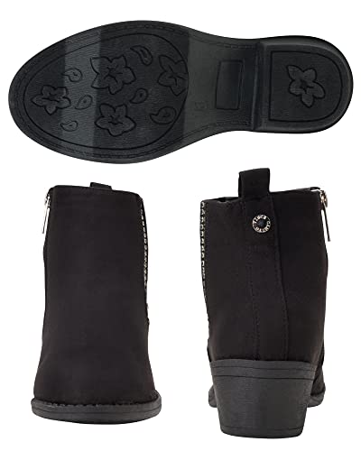 Vince Camuto Girls' Boots - Studded Leatherette Low Heel Booties – Chelsea Boots For Girls (11-5), Size 2 Little Kid, Black Micro #TOP5
