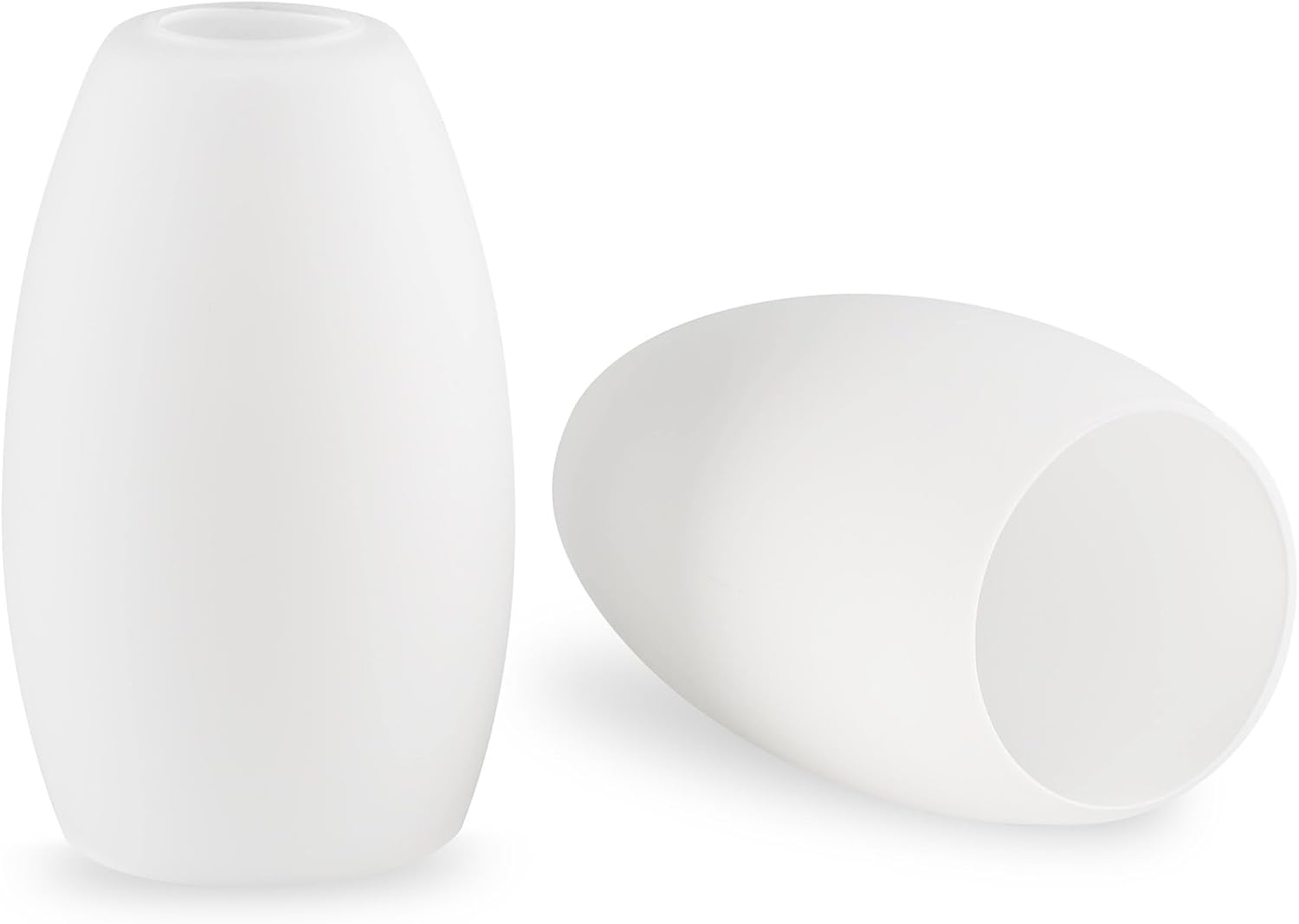 Kira Home Coast 7" Set of 2 Frosted Glass Shades, Satin White Oval Replacement Glass Globes, 1-5/8" Fitter Opening for Threaded Medium Base Socket, 7.5" x 4.5"