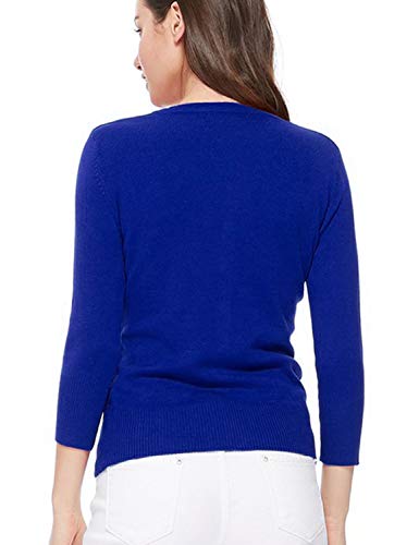 Image of Women's 3 /4 Sleeve Crew Neck Button Down Stretch Knit Cardigan Sweater (S-3XL)