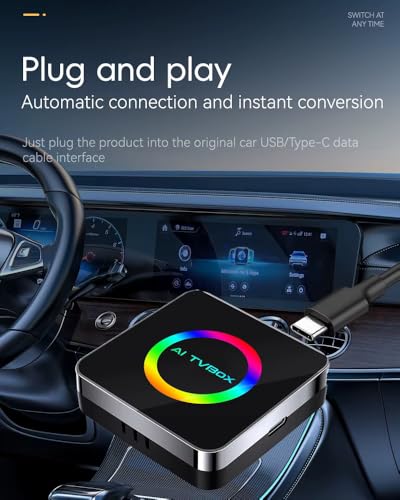 Image of SKORA AI Smart CarPlay Box Wireless Adapter | Apple CarPlay & Android Auto | 2GB RAM 16GB ROM | Netflix, YouTube, and Other apps | AI Voice Control, Split Screen, WiFi /Bluetooth, Plug & Play