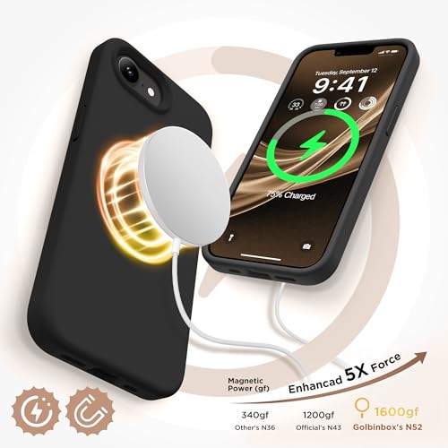 Image of GolbinBox Magnetic for iPhone 17e /16e Case, Silicone Cover, Black