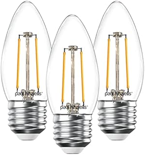 paul russells LED Filament Candle Light Edison Screw E27, 25w Equivalent C35 LED Bulbs, 2.5W 250LM, 2700K Warm White, Ceiling Chandelier Fitting Energy Saving Lightbulbs, Pack of 3