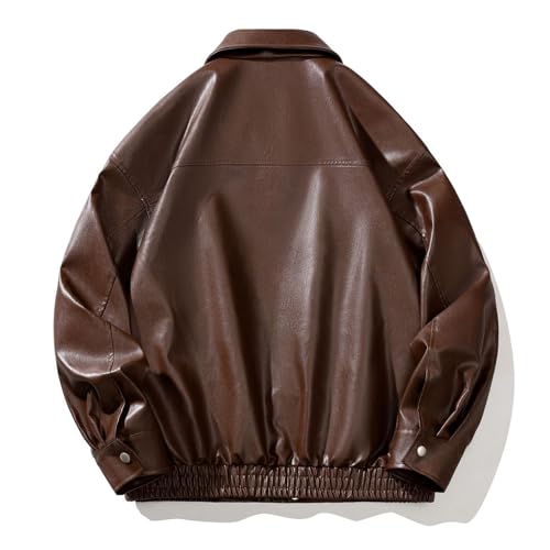 Dgoopd Leather Jacket for Men Vintage Motorcycle Jacket Faux Leather Collared Jacket Zip up Biker Jacket PU Leather Coat2