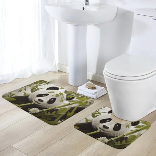 Tapis de bain doux super absorbant Panda ensemble de 2 pièces confort pour douche - 6