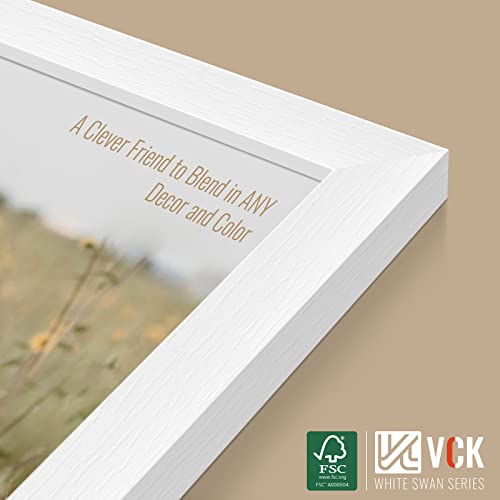 Image of VCK 8x10 Picture Frame Set of 3, White Wood Frames, Gallery Wall Decor Photo Frames for Wall Mounting Horizontally or Vertically
