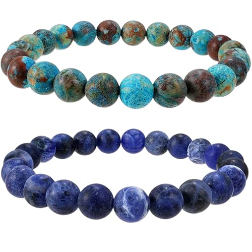 Bracelet agate bleue perles 8mm et sodalite polie FIZA_CPL_100 de luxe