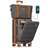 imiomo Carry on Luggage Airline Approved with Front Pocket and USB Port, Hard Shell 20 Inch Travel Carry-on Suitcase with Spinner Wheels and TSA Lock, Grey