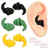 Bouchons d'oreilles avec réduction du bruit. Silicone de qualité alimentaire. Imperméables et réutilisables. Comprend 3 paires avec étui.