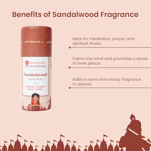 Image of GaneshaSpeaks Bambooless Dhoop Sticks with Sandalwood Fragrance | 40 Pieces | Handcrafted by Skilled Artisans | Eco-Friendly | Pure Aroma | Free Ceramic Stand
