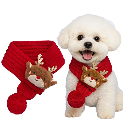 Hunde Weihnachten Schal, Roter Elchschal, Weihnachtskostüm Hundekleidung, Haustier Weihnachtsschal, Winter, bequem und warm, Hundezubehör,für Weihnachtstage Haustier-Kleidung,Mittelgroße L