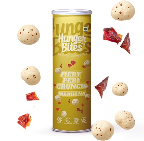 Hunger Bites Roasted Makhana and Foxnuts | Healthy Snacks | Gluten Free | MSG Free | Antioxidant | Rich Calcium | Trans Fat | Zero cholesterol (Fiery peri crunch)