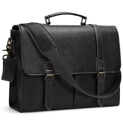 RAINSMORE Borsa Porta PC 15.6 Pollici Lavoro Uomo Ufficio in Pelle PU a Tracolla Documenti Computer Portatile Impermeabile