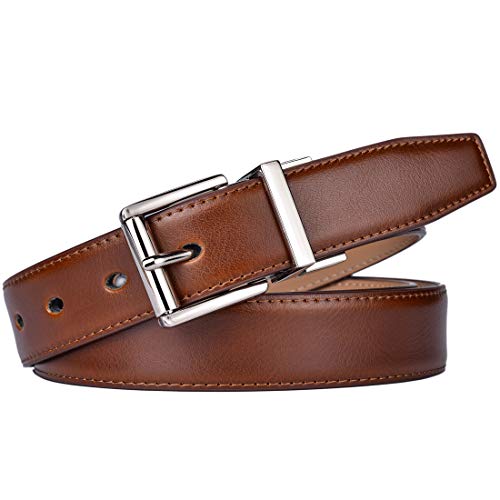 Image of Beltox Men's Belt Dress Casual Reversible Leather 1.1 inch w Roller Buckle Rotated