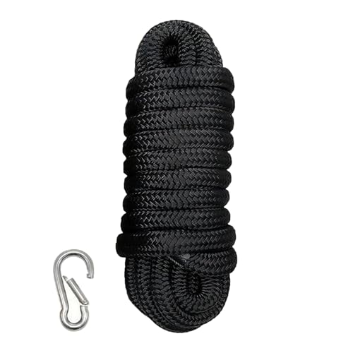 ドックライン | 5/8 インチ X 15FT 高耐久編組ナイロン マリン ロープ |ボート、ヨット、ジェットスキー、カヌー、カヤック用の強力で耐久性のあるドックロープ |セーリング用係留用アンカー釣り用アウトドア水上バイク海洋法