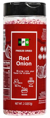NPG Freeze-Dried Red Onion 2 Oz, Chopped & Diced Dehydrated Onion, Non-GMO, No Additives, Sweet & Crunchy, Ready to Use for Cooking, Soups, Salads, Seasoning & Meal Prep