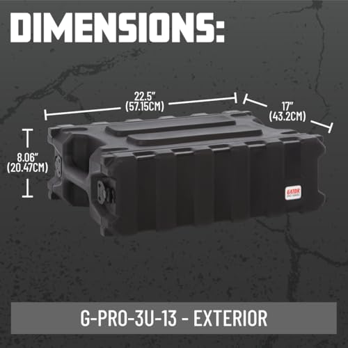 Gator Cases Pro Series geformter 3U Rack Case mit flacher 13 Tiefe; (G-PRO-3U-13), schwarz