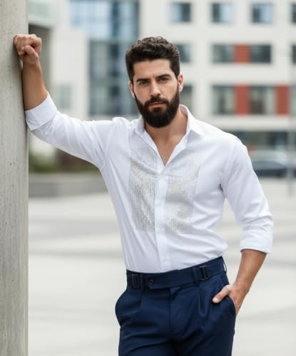 Image of IndoPrimo Men's Satin Shirt for Party, Formal and Casual Wear - Stylish and Trendy Designer Full Sleeve Shirt for Men