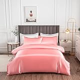 SHAXIA Satin Duvet Cover Set (1 Comforter Cover + 2 Pillow Shams) Silky Bedding 3 Piece Set with Zip