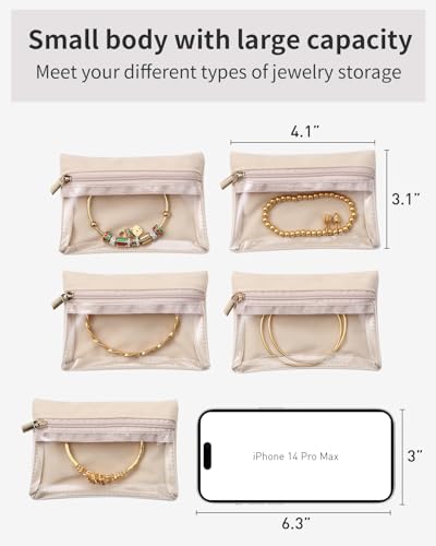 Vlando Velvet Jewelry Pouch with Zipper - Clear Travel Jewelry Bag Organizer for Business Trips & Gifts - Thumbnail 4
