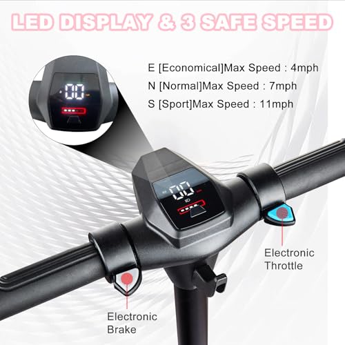 Image of Electric Scooter for Kids Ages 6-12, 150W Motor, 4 /7 /11 Mph, 60 mins Ride Time, Adjustable Speed, LED Display, Colorful Lights, Electronic Brake, Foldable Kids Electric Scooter,UL2272 Certified(Black)