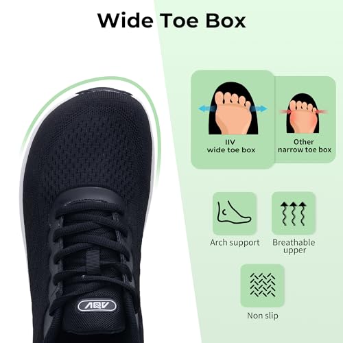 Image of IIV Womens Wide Toe Box Walking Shoes Arch Support Running Shoe Plantar Fasciitis Tennis Sneakers Orthotic for Pain Relief