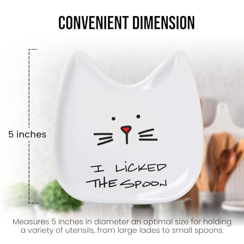 Pavilion Gift Company 37114 I Licked Ceramic Cat Spoon Rest, Stoneware, White - Image 6