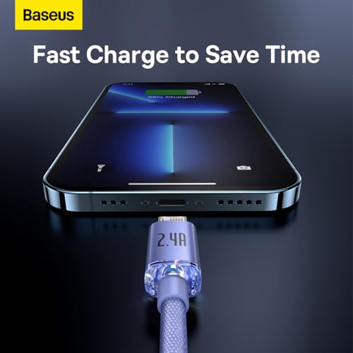 Baseus Crystal Shine Series USB naar iP snellaadkabel, 2,4 A, paars, 2 m - Afbeelding 6