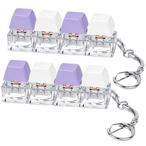 Axlksia 2 Pack Creamy Keyboard Fidget Toy, Fidget Clicker Keyboard Fidget Keychain, Button Fidget Gifts for Adults to Relieve Stress and Pass Time (4-in-1 H)