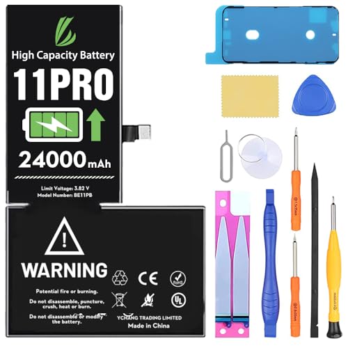 LL TRADER Battery for iPhone 11 Pro 24000 mAh High Capacity Replacement Battery for iPhone 11 Pro (A2160A2217A2215) with Full Set Repair Tool Kit