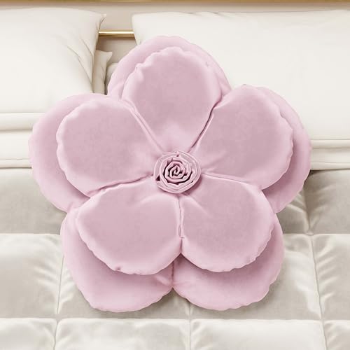 PETTI Artigiani Italiani - Cojines Flor de Terciopelo con Relleno, Fundas de cojín de Dormitorio, Cojines Decorativos en Forma de Flor, Cojines de Terciopelo Rosa Flor, 1 Unidad – Diámetro 50 cm