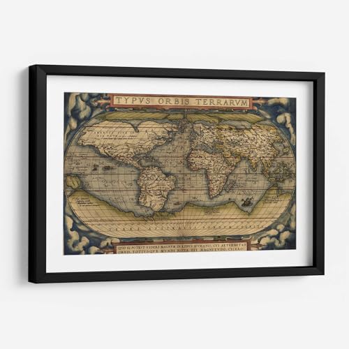 Opiniones y reviews de Enmarcado del mes. 41 Canvas Lab | Cuadro decorativo enmarcado | Marco color Negro, con marialuisa | Ortelius World Map | 30 x 20 cm | Cuadros para decorar recamara, sala, baño, oficina | Decoración...