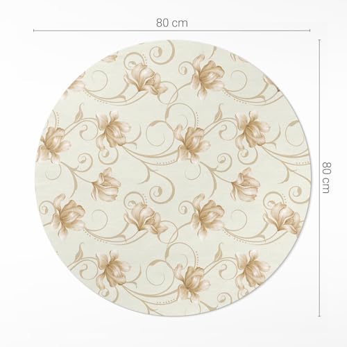 Tapis Vinyle Entretien Facile de Sol pour Protéger la Cuisine Rond 80cm