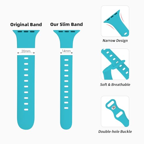 Image of Thin Silicone Band Compatible with Apple Watch 41mm 38mm 40mm 46mm 45mm 42mm 44mm, Slim Narrow Replacement Sport Strap Wristband for iWatch Series 11 10 9 8 7 6 5 4 SE Ultra 3 2 1 Women Men