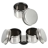 DEARMAMY 2 Stück Edelstahl Öl Palettenbecher mit Deckel Pinsel Reinigungsbehälter und Mischgefäß für Terpentin Leinöl Pigmente Kompakter Pinselwaschtopf für Ölmalerei und Wiederverwendbar