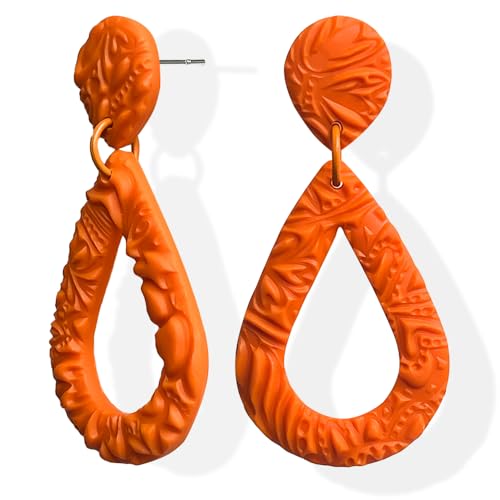 Handmade Teardrop Orange Earrings For Women Dangling Lightweight Dangle Earrings Unique Statement Jewelry Accessories