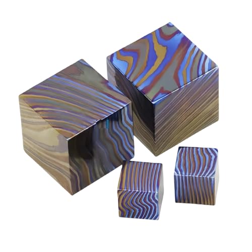 LIFEYYZG Handmade Titanium Damascus Cube Metal Alloy EDC Material (1, 20 * 20 * 20mm)