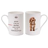 Yummy Grandmummy Keep Calm “Name” and Love Your Cockapoo. Personalised Porcelain Mug Printed on an Image of a Brown Cockapoo Puppy Dog. A Unique Birthday Gift idea for a Dog Lover!