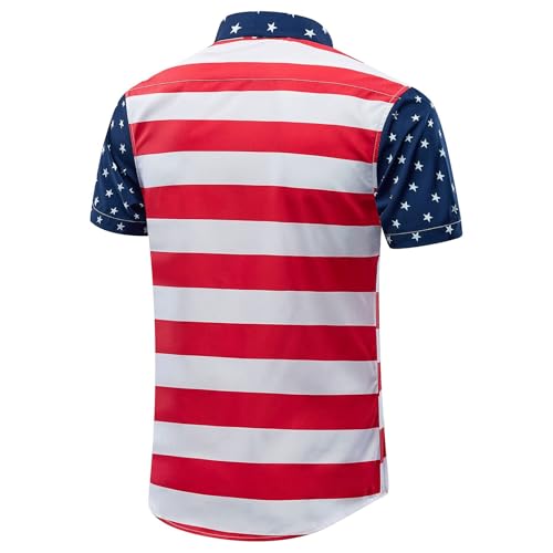EUOW American Flag Button Down Patriotic Hawaiian Shirts for Men Short Sleeve USA 4th of July Shirts(GQ, XL, x_l) by EUOW - Used condition - Image 4