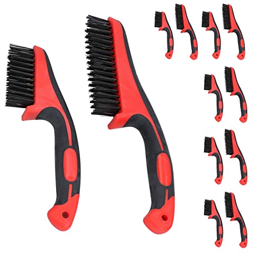 Brosses métalliques de nettoyage manuel avec poignée en caoutchouc souple 28 cm