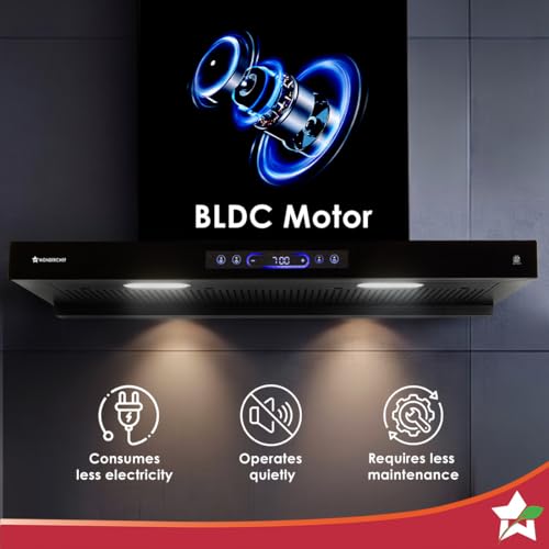 Image of Wonderchef Ultra Sleek 90cm Filterless Auto-clean Kitchen Chimney with Oil Collector, BLDC Motor, Suction 1800 m3 /hr, Motion Sensor + Touch Control, 15-Yr Warranty on Motor & 5-Yr Comprehensive, Black