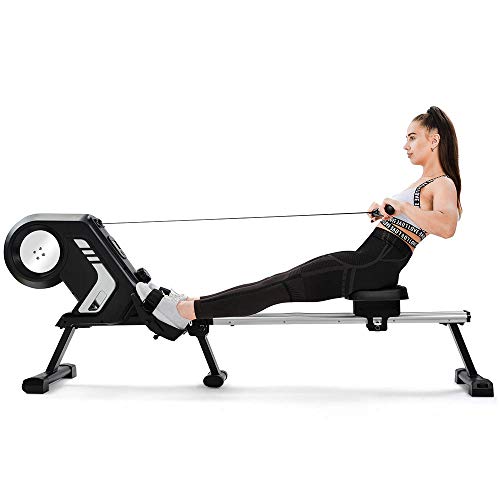 Autoshoppingcenter - Máquina de remo profesional para casa, plegable, 8 resistencias magnéticas, volante de 4 kg, para fitness, entrenamiento en casa, oficina, color blanco