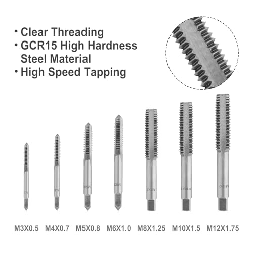 Gunpla 15pcs Threading Taps Set Metric M3-M12 Alloy Steel Hand Thread Repair Tools with Tap Wrench - Image 4