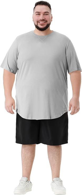 Mens Longline Gym Muscle Bodybuilding Tshirts Hipster Reflective Line Scallop Crewneck Tees Shirts Tops - Image 2