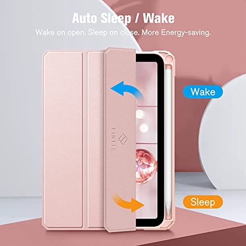 Fintie for iPad Mini 7 ケース (A17 Pro 2024) / iPad Mini 6 ケース 2021 8.3インチ 第7/6世代 透明バックカバー Pencil 収納可能 Pencil ワイヤレス充電対応 三つ折スタンド スリープ機能 軽量 薄型 傷つけ防止 PU合成レザー TPU (モデル番号A2567、A2568、A2569)(ローズゴールド)