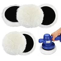 YUFFQOPC Polierpads 150mm,5 Stück Lammwolle Polierpads Polierscheiben Polierhauben Polieraufsatz Kompatibel mit Bosch Exzenterschleifer, für Auto, Autoscheinwerfer, Korkböden,Weiße