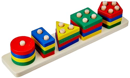 Brinquedo Encaixe Formas e Cores, 5 colunas e 20 peças, Toy Mix